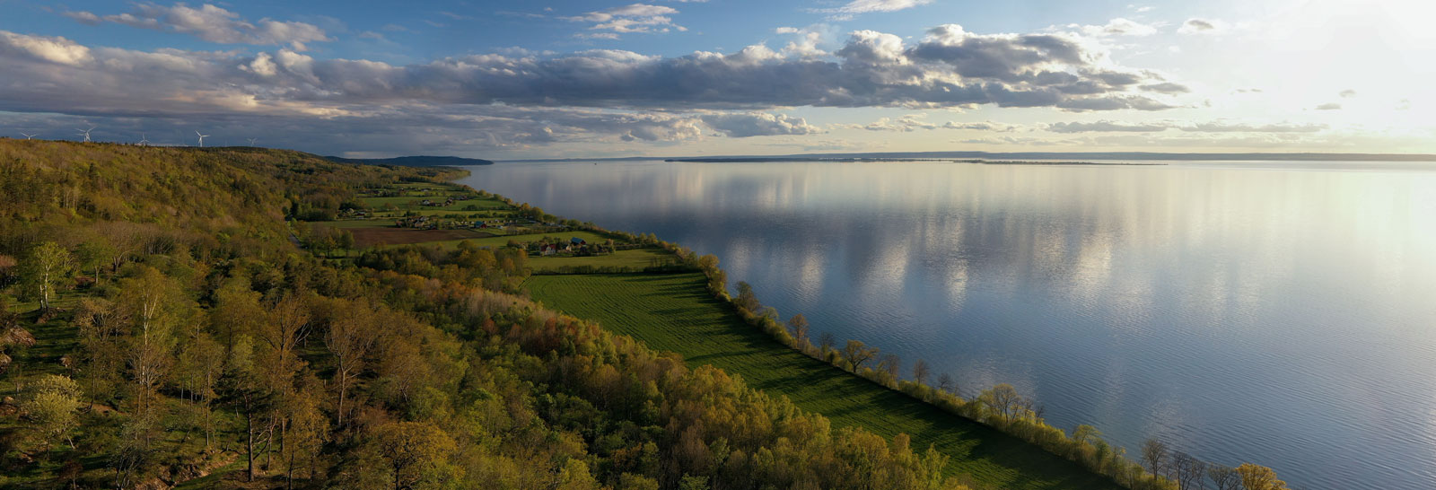 lake, woodland and windpark